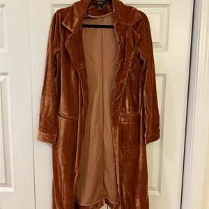 Forever 21 Velvet Trench Coat in Rust